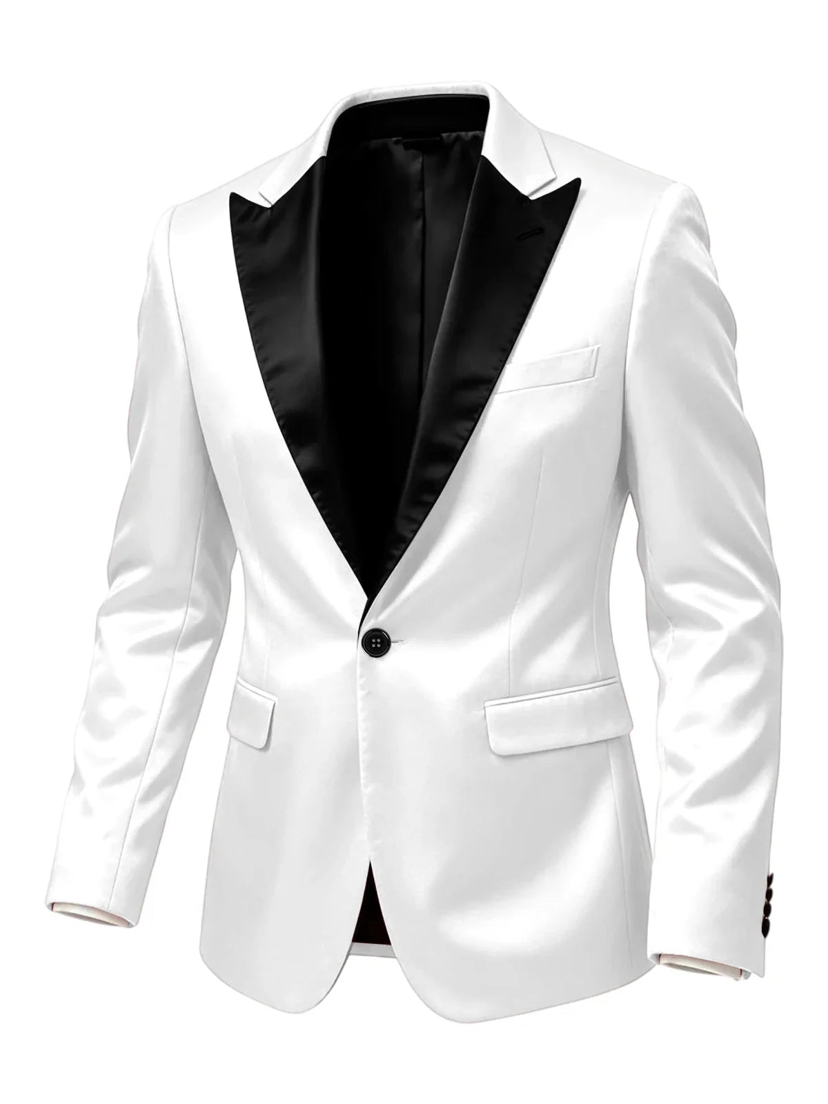 Luxury Satin Men's Tuxedo Blazer Black Peak Lapel One Button Slim Fit Suit Jacket Formal Business Casual Suit For Wedding Party