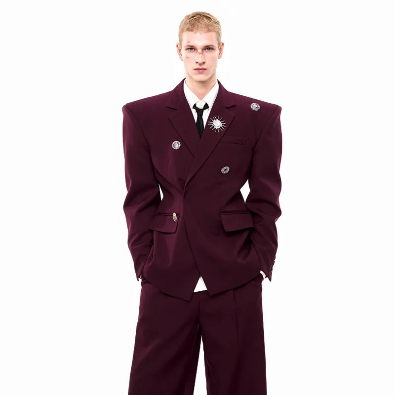 Luxury Temperament Niche Three-dimensional Patchwork Blazer Coat Men's 2025 Autumn Original Shoulder Pad Clothes JY4547
