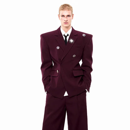 Luxury Temperament Niche Three-dimensional Patchwork Blazer Coat Men's 2025 Autumn Original Shoulder Pad Clothes JY4547
