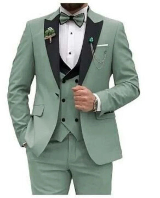 Ensemble de costume de mariage élégant 3 pièces coupe ajustée pour homme - Costume de soirée de luxe style célébrité pour marié