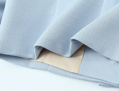 Spring Commuter Style Short Blue Suit Jacket Women's Fashionable Versatile Single Button Flip Collar Top Thin Long Sleeve
