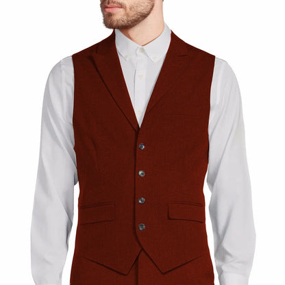 Men's Formal Vest Single Button Lapel Solid Waistcoat for Wedding & Business