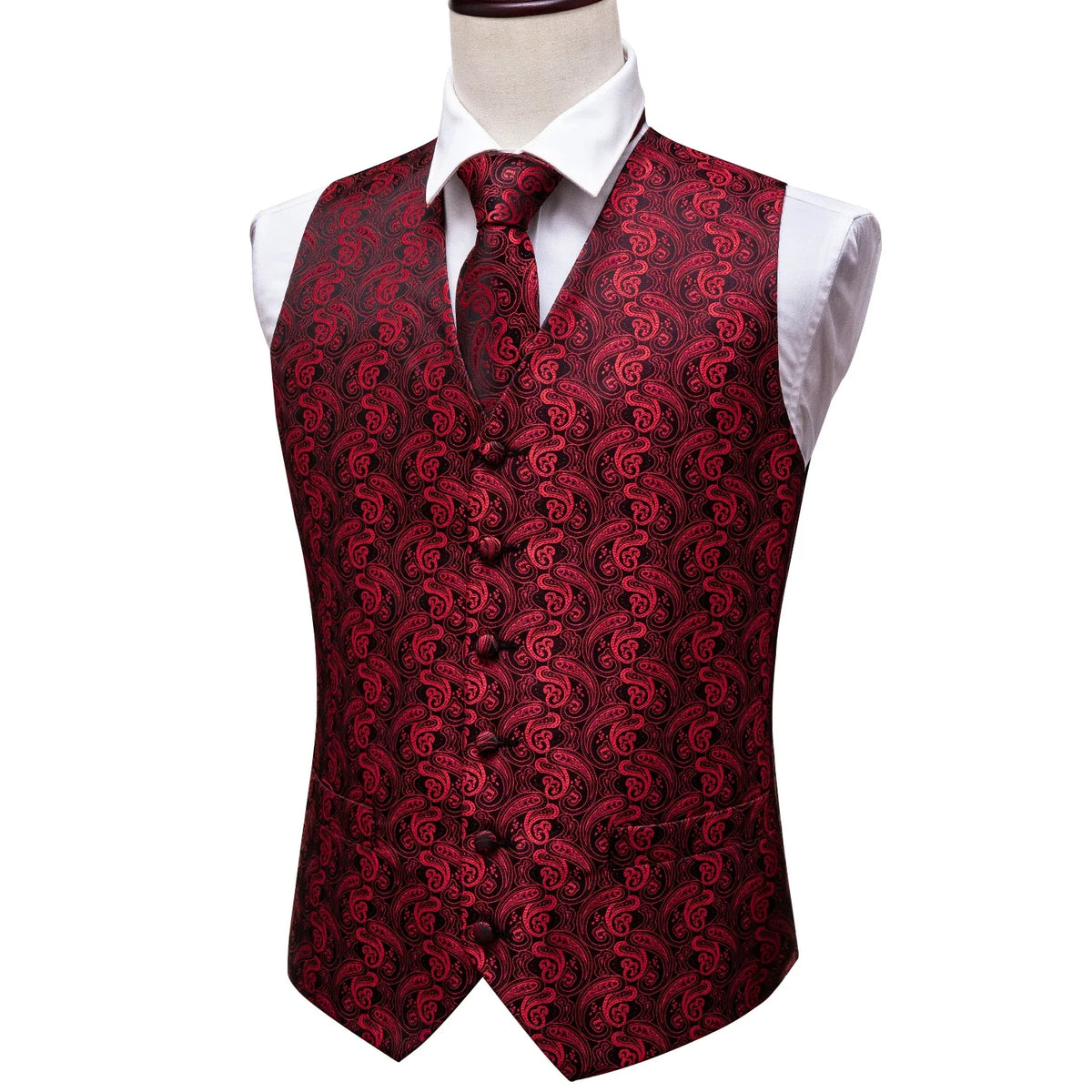 Men's Vest Paisley V-Neck Single Breasted Formal Waistcoat for Wedding Business Party