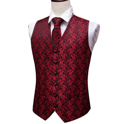 Men's Vest Paisley V-Neck Single Breasted Formal Waistcoat for Wedding Business Party