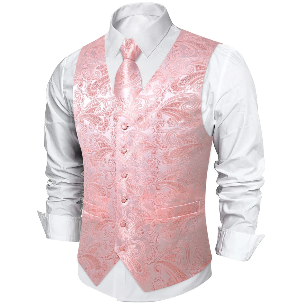 Men's Paisley Suit Vest with Tie and Handkerchief Set for Wedding and Prom