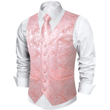 Men's Paisley Suit Vest with Tie and Handkerchief Set for Wedding and Prom