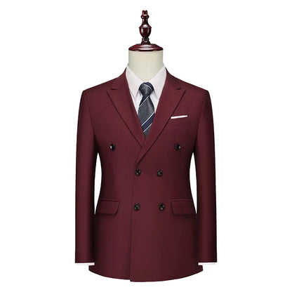 Male Blazer Men's Fashion Business Handsome British Style Casual Slim Solid Color Wedding Work Four Season Style Blazers M-6XL