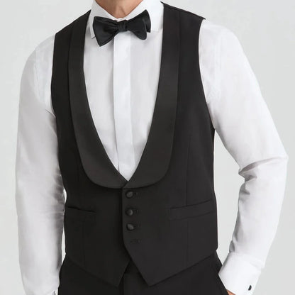 Men's Formal Vest Single Button Lapel Waistcoat for Wedding Banquet and Business