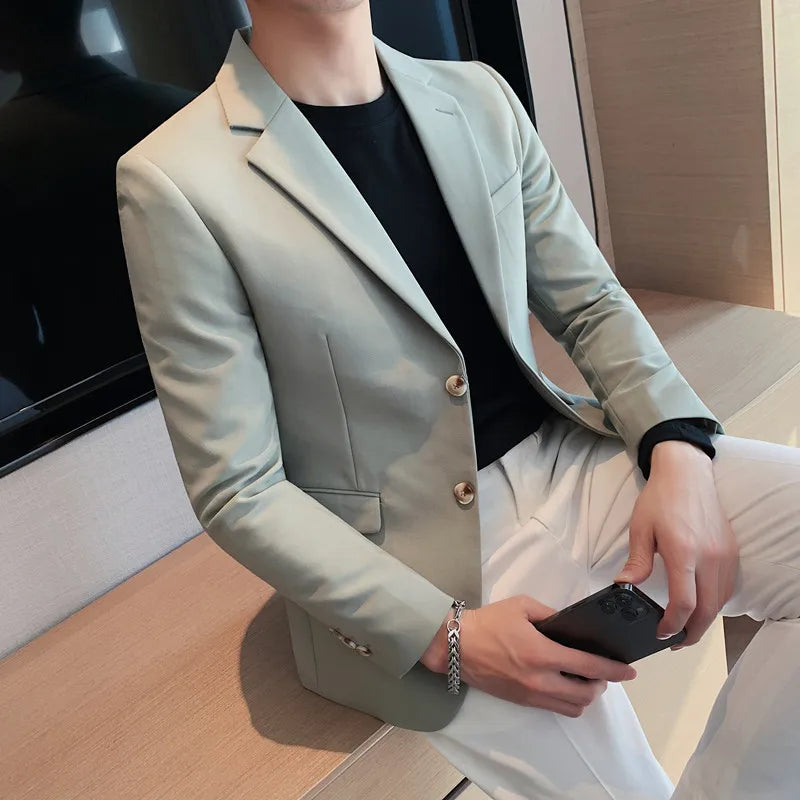 Men's high-quality brand suit Blazer business casual plain color suit jacket single-breasted elegant suit S-4XL2023 fall new