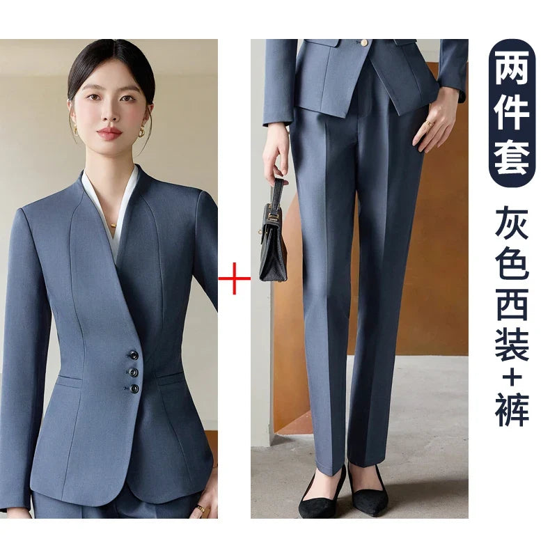 Fashionable professional women's clothing, high-quality two-piece pants + blazer. Exquisite and elegant. New 2025