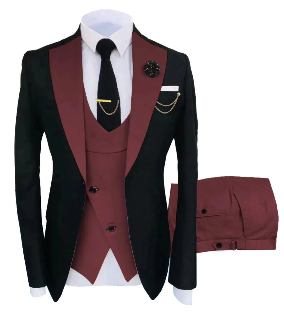 Costume de mariage 3 pièces pour homme – Veste, gilet et pantalon – Coupe ajustée – Tuxedo pour garçons d'honneur, costume pour adultes, pour les fêtes de mariage estivales à la plage