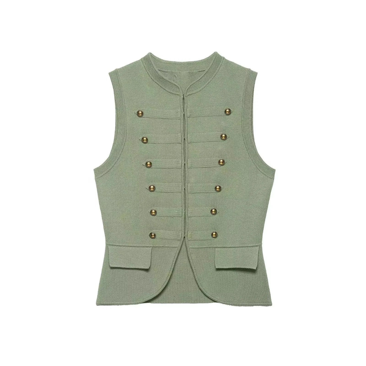 Women Elegant Solid Sleeveless Vest Double Breasted Decorative Slim Fit Short Chic Top 2026 Summer Casual Beach Vacation Top