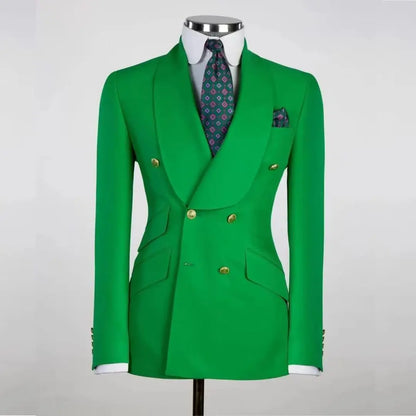 Men's Hot Pink Double Breasted Shawl Lapel Solid Color One Piece Wedding Groom's Costume Jacket Regular Fit