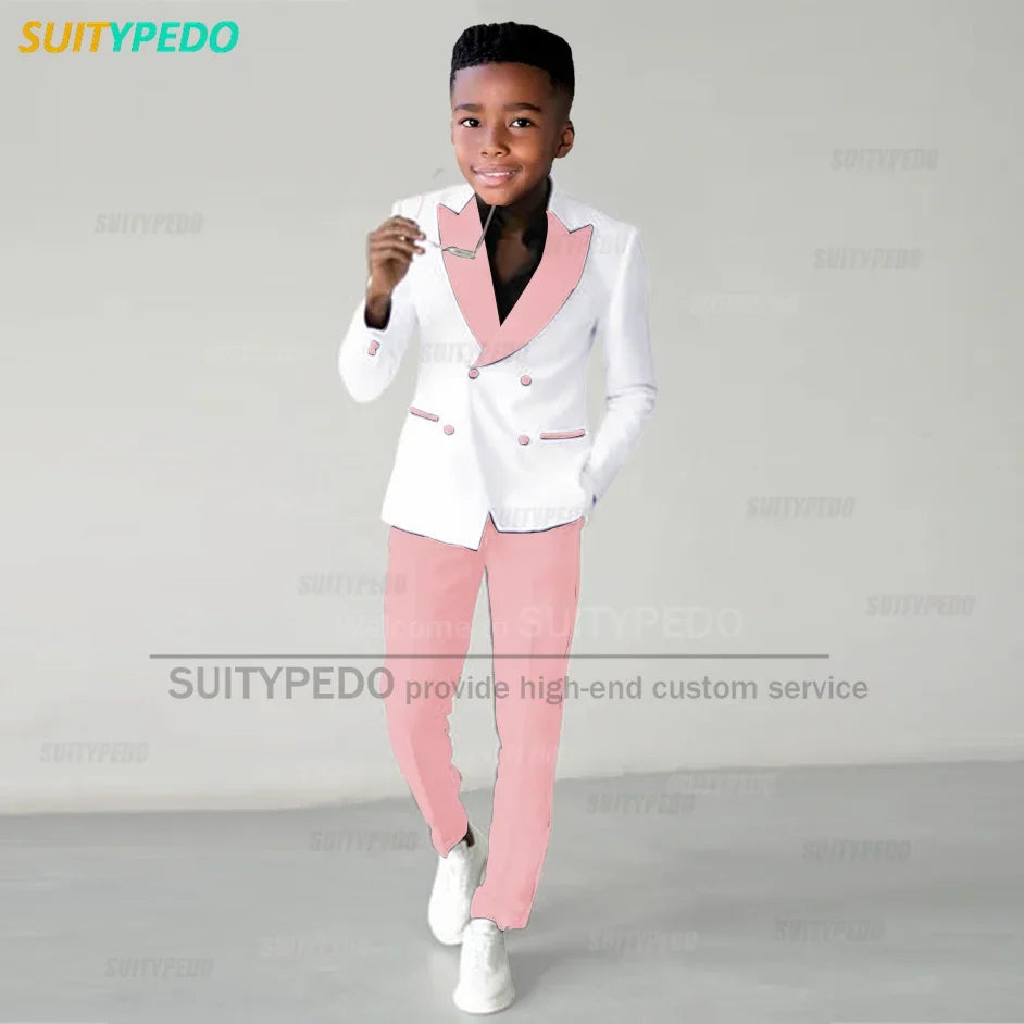 Fashion Children Suit Sets Luxury Wedding Party Flower Boys Slim Fit Costumes Graduation Ceremony Formal Blazer Pants Two Pieces