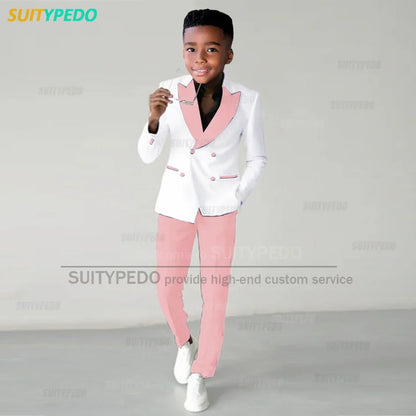 Fashion Children Suit Sets Luxury Wedding Party Flower Boys Slim Fit Costumes Graduation Ceremony Formal Blazer Pants Two Pieces