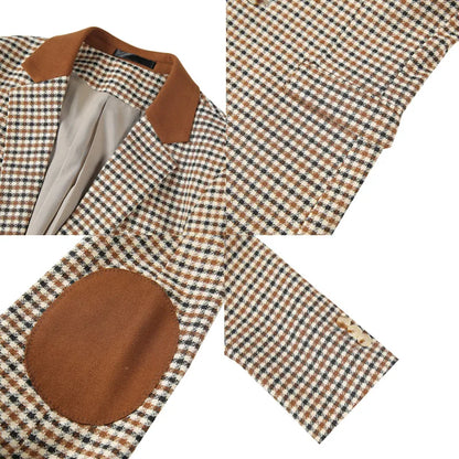 Men's High-Quality Fashion Suit Jacket Handsome Business Casual All-In-One Single-Breasted Checkered Design