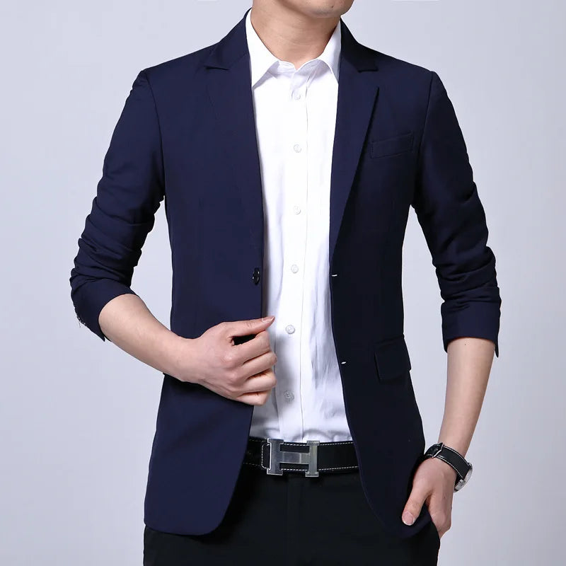 Blazer Men's Fashion Premium Business Outdoor Self-cultivation Gentleman English Style Solid Color Casual Hosts Weddings Blazer