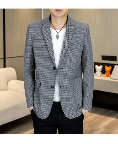 Men's Smart Casual Blazer Single Breasted Slim Fit Solid Color Spring Autumn Jacket