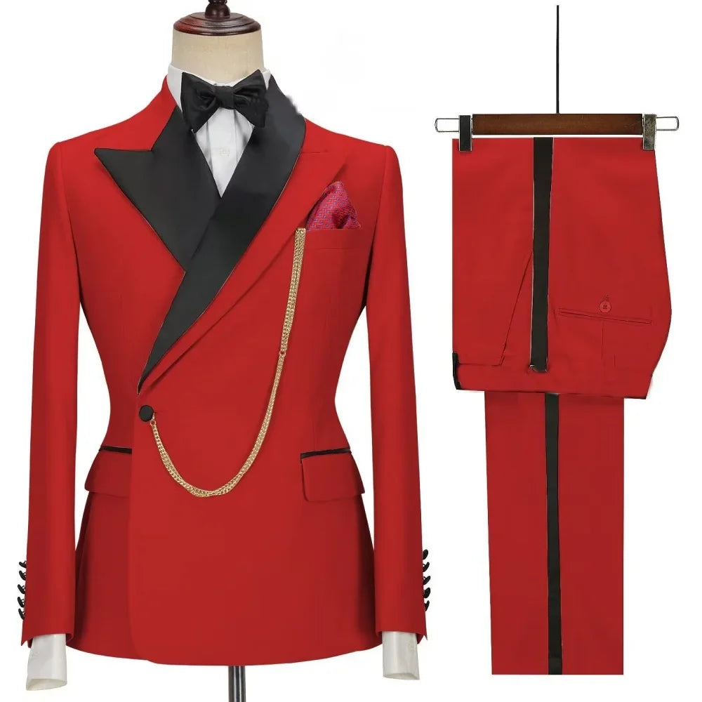 Slim Fit Monochromatic Terno De Trespassado for Men Jacket And Pants Wedding Groomsmen Formal Ternos Dinner Smalking Suit