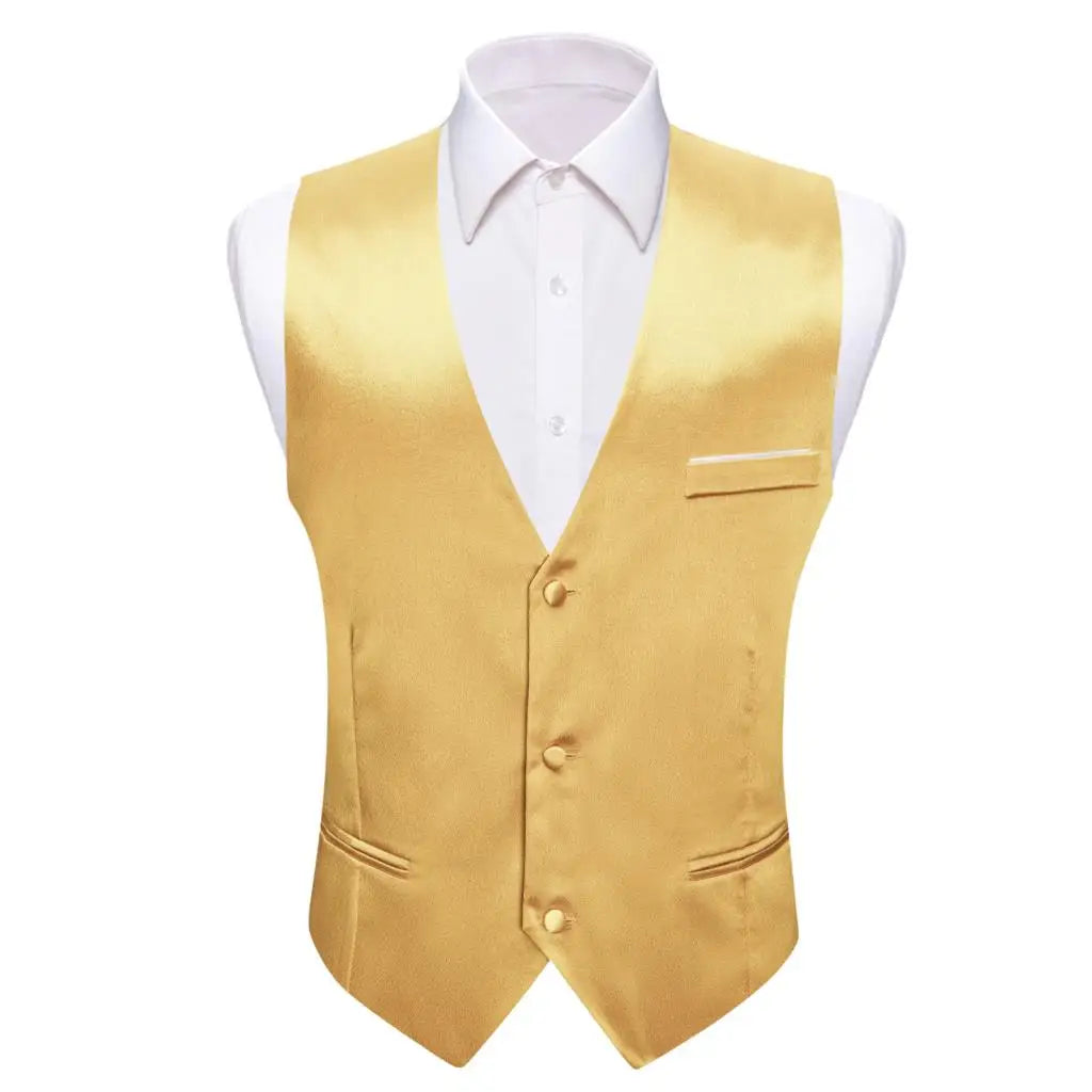 Men's Satin Vest Slim Fit Single-Breasted Waistcoat for Weddings and Formal Occasions