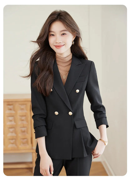 Elegant and fashionable professional women's high-quality two-piece suit jacket + pants. 2025 autumn/winter new styles