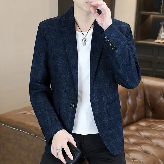 Blazer Men's Fashion Business Gentleman Groom Professional Gentleman Form-fitting Versatile Casual Formal Wear High-end Blazer