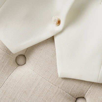 Fashionable White Short Suit Collar Vest for Women, Spring & Fall Style, Workplace Elegant, Slim and Versatile Sleeveless Vest t