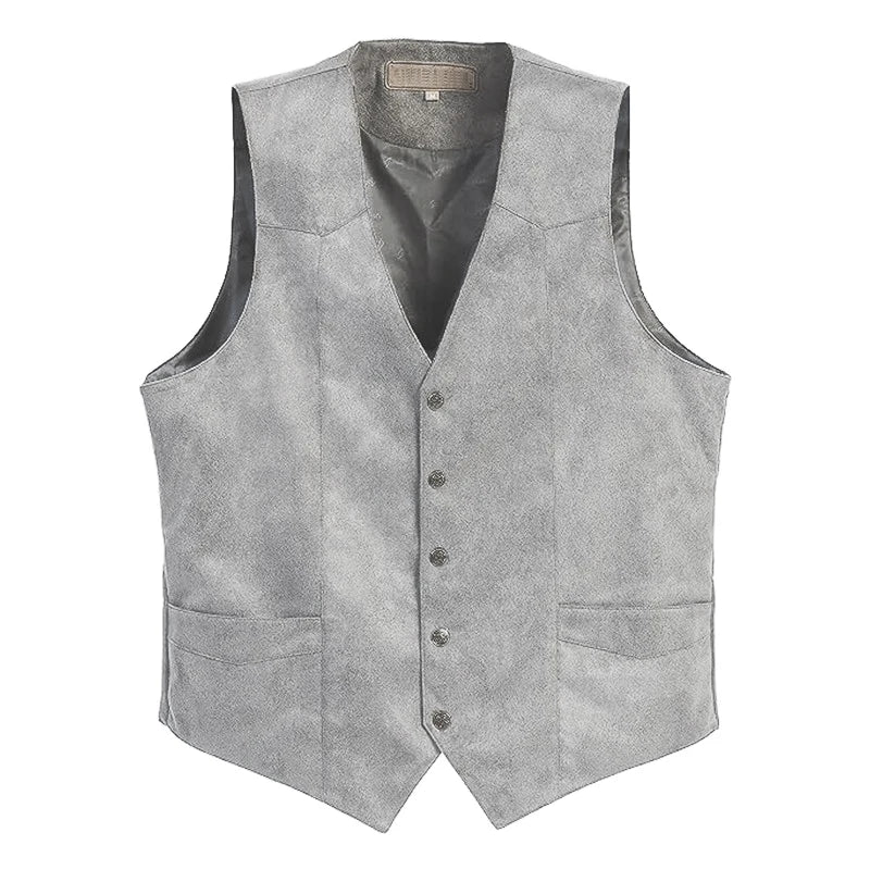 Men's Plus Size Fleece Vest V-Neck Single Breasted Smart Casual Waistcoat for Weddings & Business
