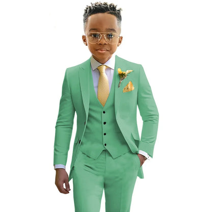 Formal Boys Suits Wedding Tuxedo 3 Pieces 2-20T Kids Slim Fit Jacket Vest Pants Birthday Party Sets School Performance Outfit