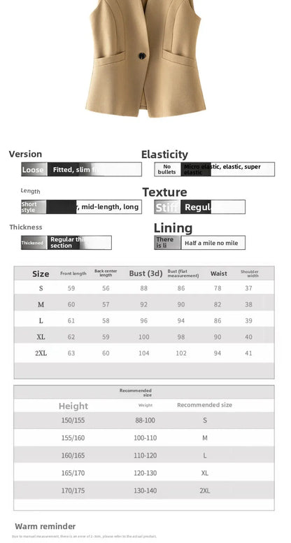 Women's Vest 2026 Spring Autumn Sleeveless Short Jacket New Commuter Versatile Female Waistcoat Tops Outerwear Chaleco Mujer