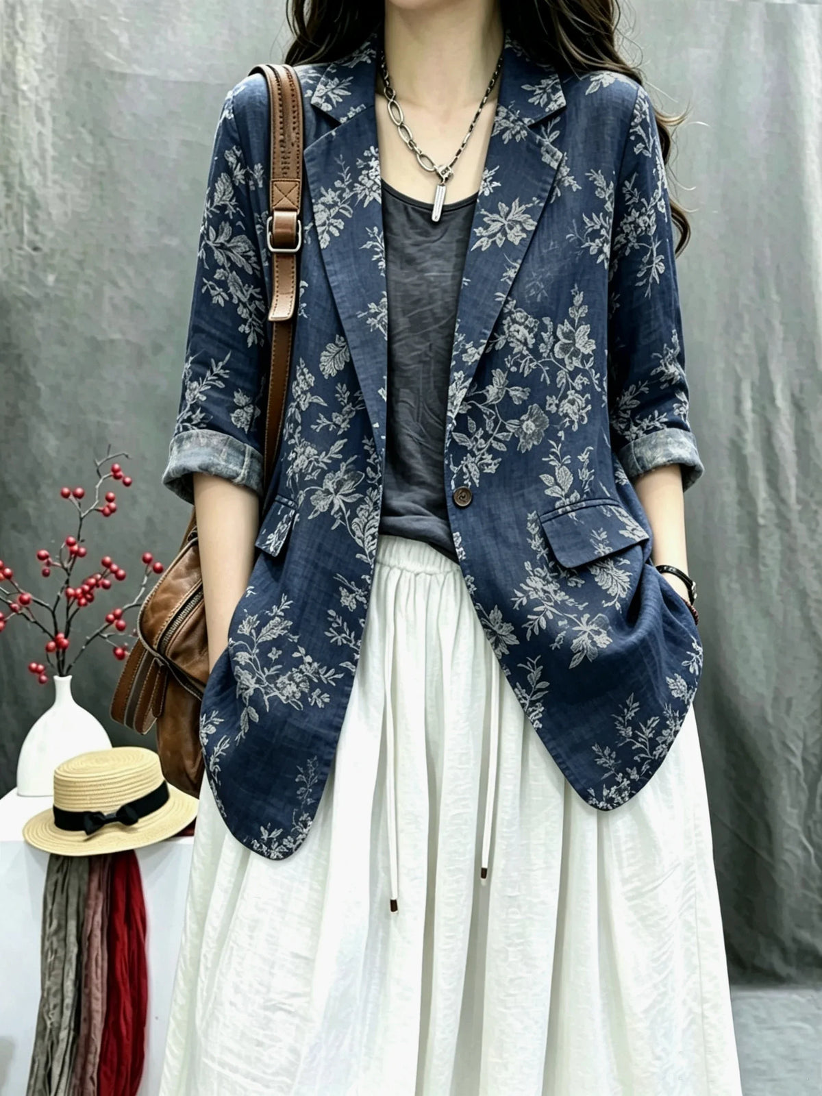 Cotton Linen Women's Summer New Style Retro Loose Personality Fashionable Casual Match Long Sleeve Western Suit