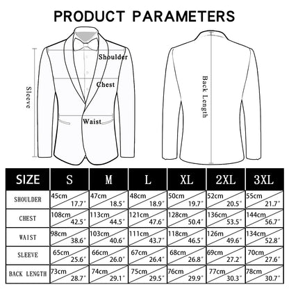 Men's Silver & Multi-Color Paisley Print Blazer with Black Satin Lapel for Wedding Formal Events