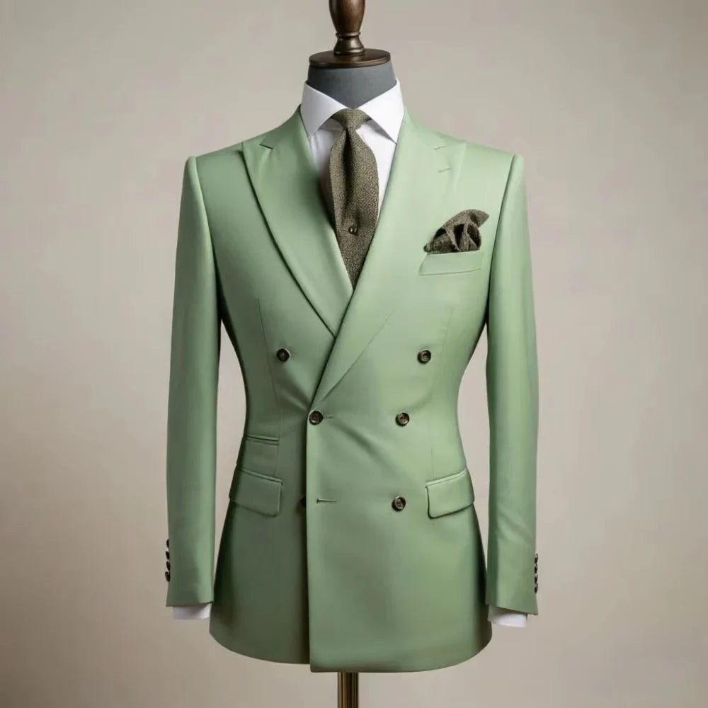 Dark blue Double Breasted 1 Piece Blazer Slim Fit Wedding Suit Flap Pockets Decorative Cuff Buttons Jacket Groom Prom