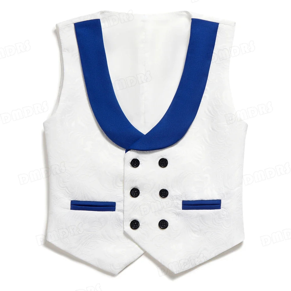 Boys Suit Set 4 Piece Kids Formal Tuxedo Paisley Blazer Vest Pants for Wedding