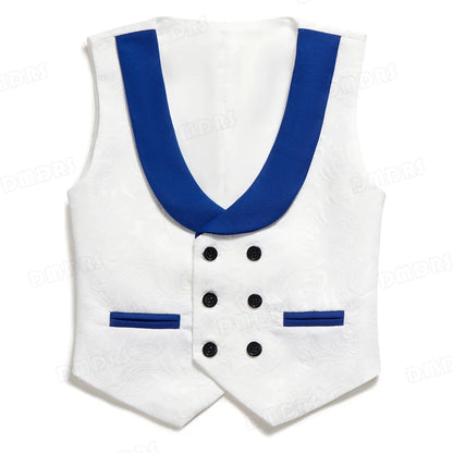 Boys Suit Set 4 Piece Kids Formal Tuxedo Paisley Blazer Vest Pants for Wedding