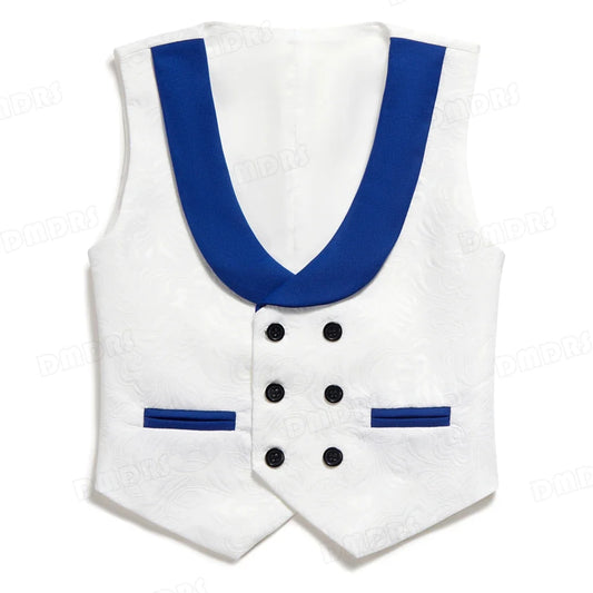 Boys Suit Set 4 Piece Kids Formal Tuxedo Paisley Blazer Vest Pants for Wedding