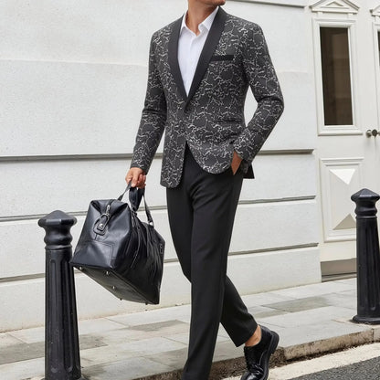 Men's Embroidered Suit Set One Button Design Fashionable And Stylish Clothing for Special Occasions
