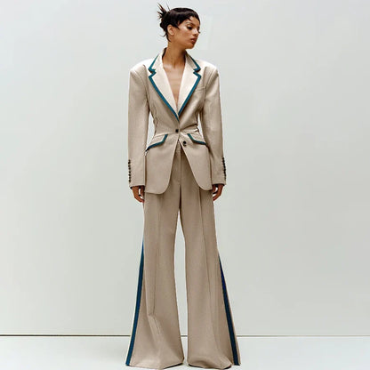 Women's Suit Slim Fit Two Piece(Blazer+Flare Trousers) Pants Set Professional Business Workwear Daily Outfit Suits for Ladies