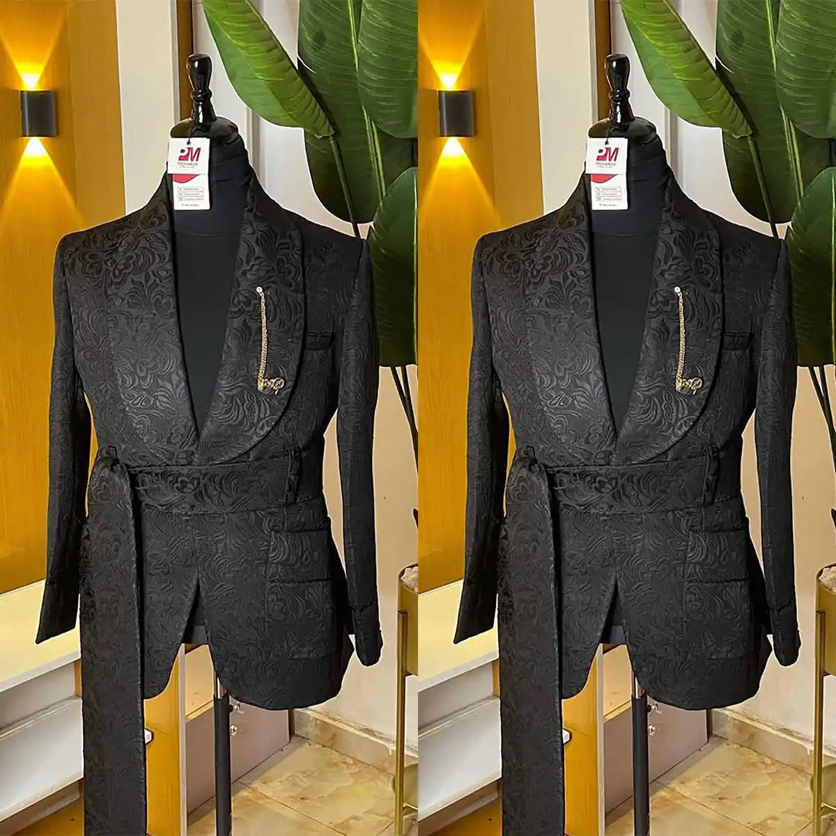 Patterned Men's Suit 2 Pieces Blazer Pants Shawl Collar Single Breasted Buckle Casual Work Wear Wedding Prom Costume Customized
