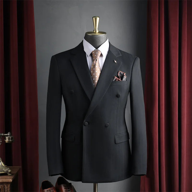 Man Suit Coat Double-breasted Long Sleeve Men Outerwear Slim Simple Solid Long Sleeve Comfortable Wedding Business Male Blazer