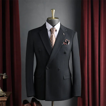 Man Suit Coat Double-breasted Long Sleeve Men Outerwear Slim Simple Solid Long Sleeve Comfortable Wedding Business Male Blazer