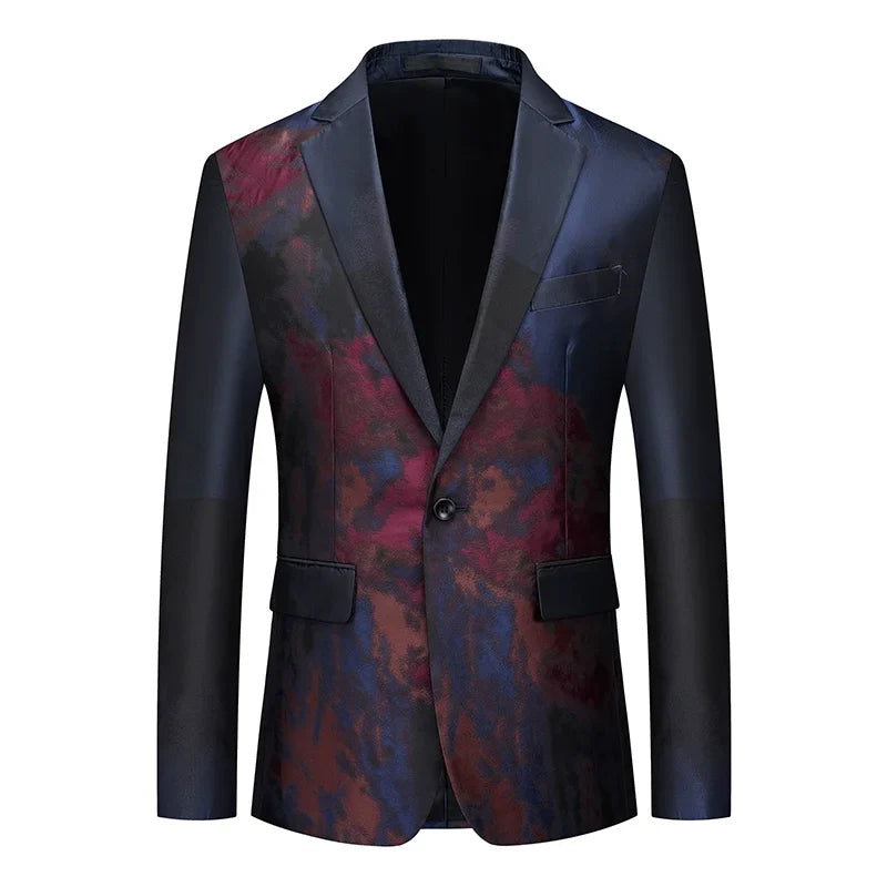 Men's Jacquard Blazer Slim Fit Single Breasted Smart Casual & Formal Wedding Jacket