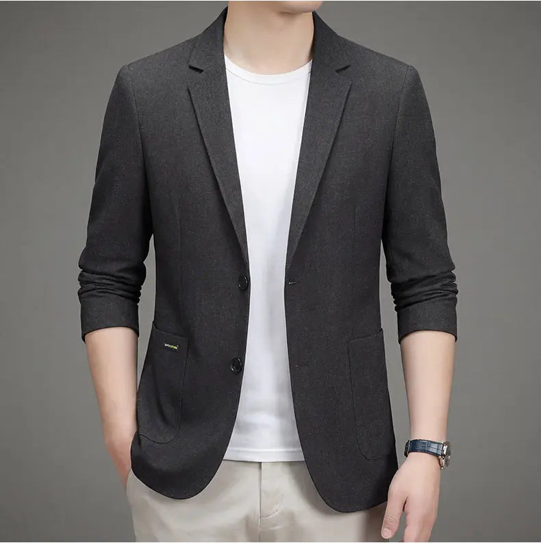 Men's Premium Thin Blazer Spring Summer Solid Color Breathable Cotton Linen Blend Business Casual Jacket Minimalist Office Urban