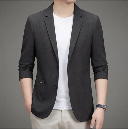 Men's Premium Thin Blazer Spring Summer Solid Color Breathable Cotton Linen Blend Business Casual Jacket Minimalist Office Urban