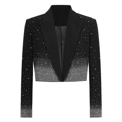 Spring Autumn New Women Niche Design Streetwear Stylish Blazer Fashion Decorated Diamonds Versatile Slimming Jackets HK9494