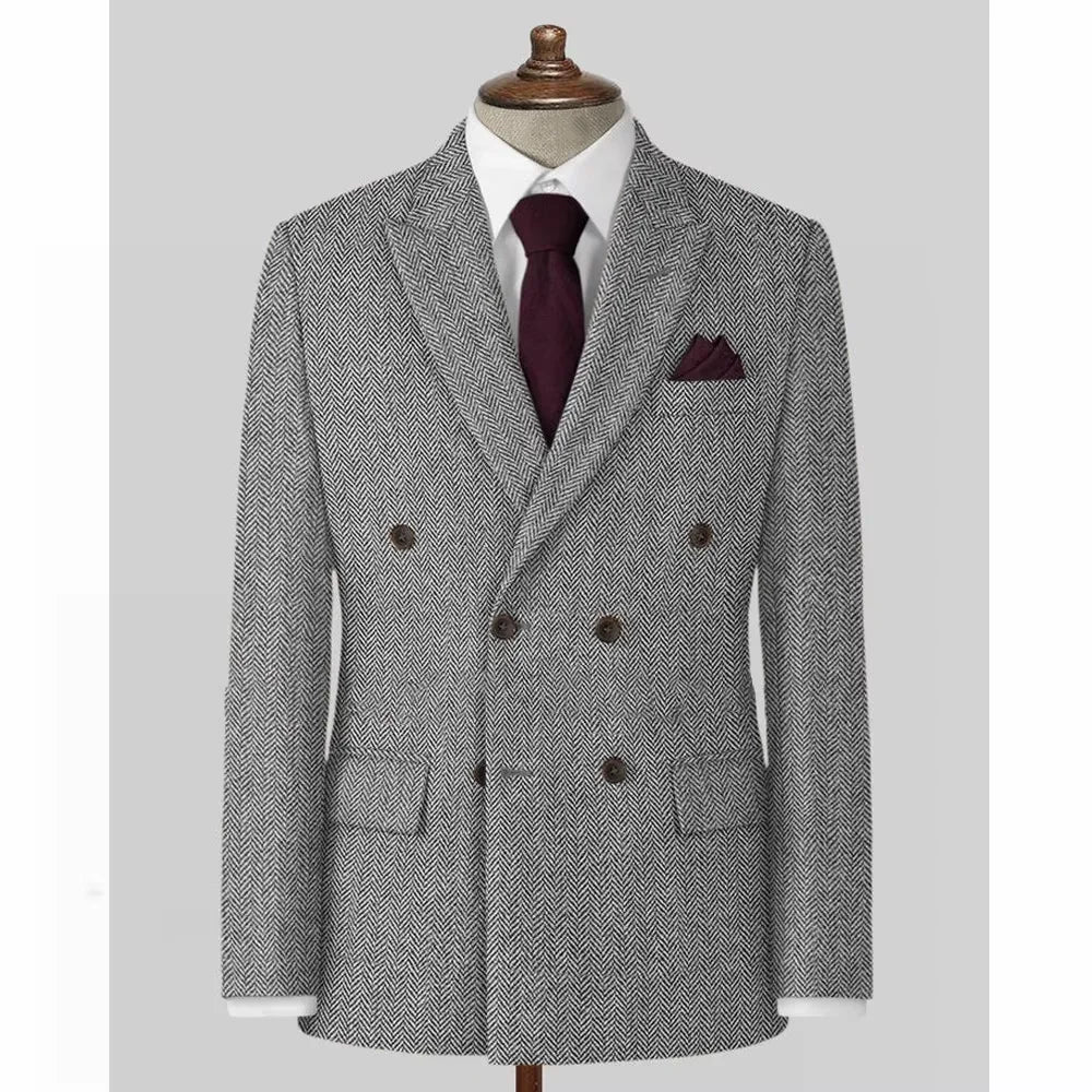 Men's Casual Blazer Herringbone Slim Fit Single Breasted Stylish Comfortable Jacket Men's Coat Double Breasted Blazer Men's Suit