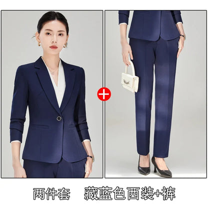 2025 new autumn and winter womens professional business formal fit two-piece suit jacket + pants. Elegant and stylish