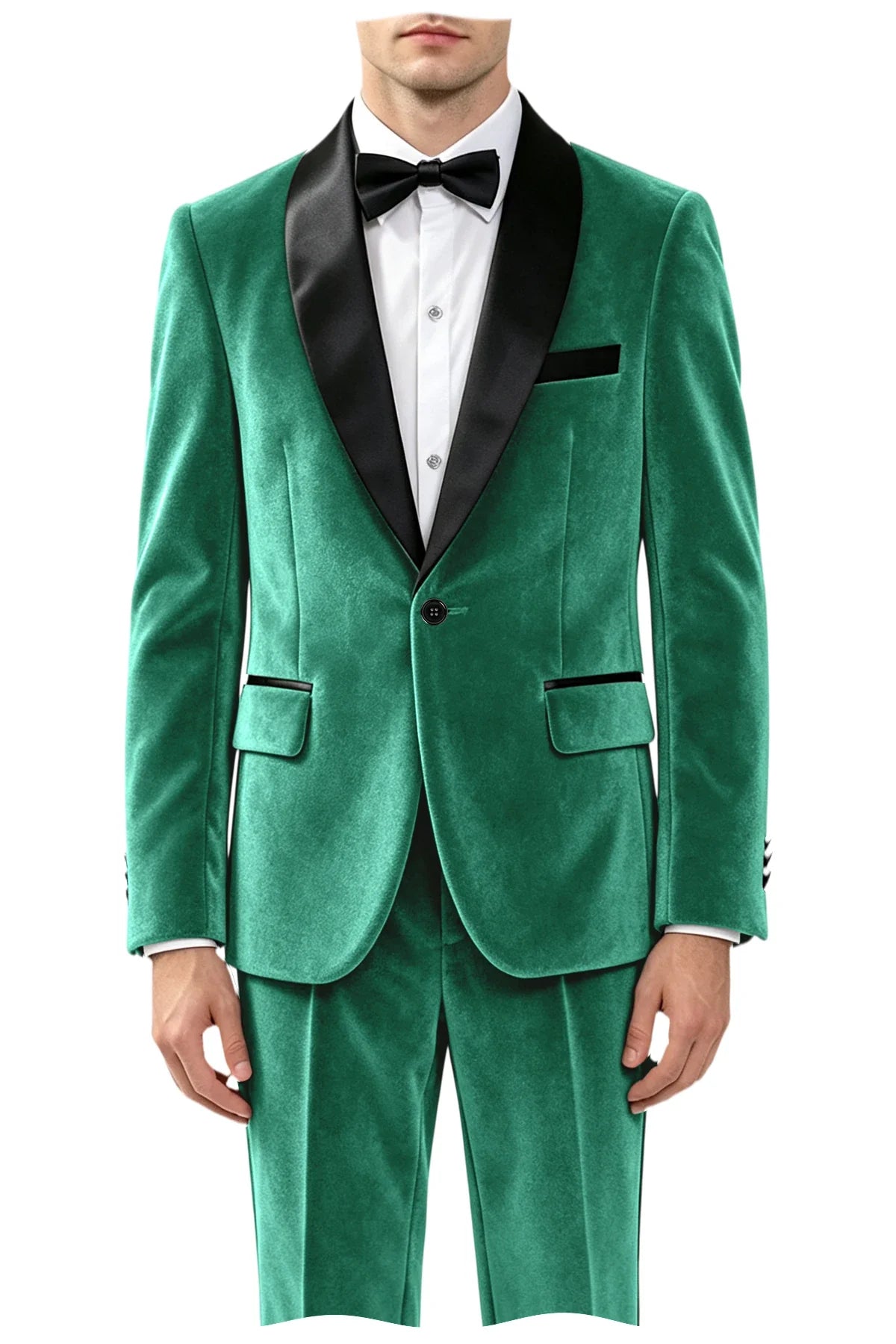 Men's Velvet 2-Piece Tuxedo Suit Satin Shawl Lapel Slim Fit Blazer & Pants for Wedding, Prom & Banquet