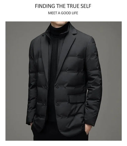 High Quality Men's Handsome down Jacket with Scarf Collar M-6XL Big Plus Size for Middle-Aged Dad Fashionable Outerwear