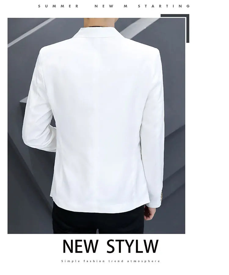Men's Korean Slim Fit Pink Suit 2025 Fashion Casual Coat Handsome Personality Spring Autumn Trendy Streetwear